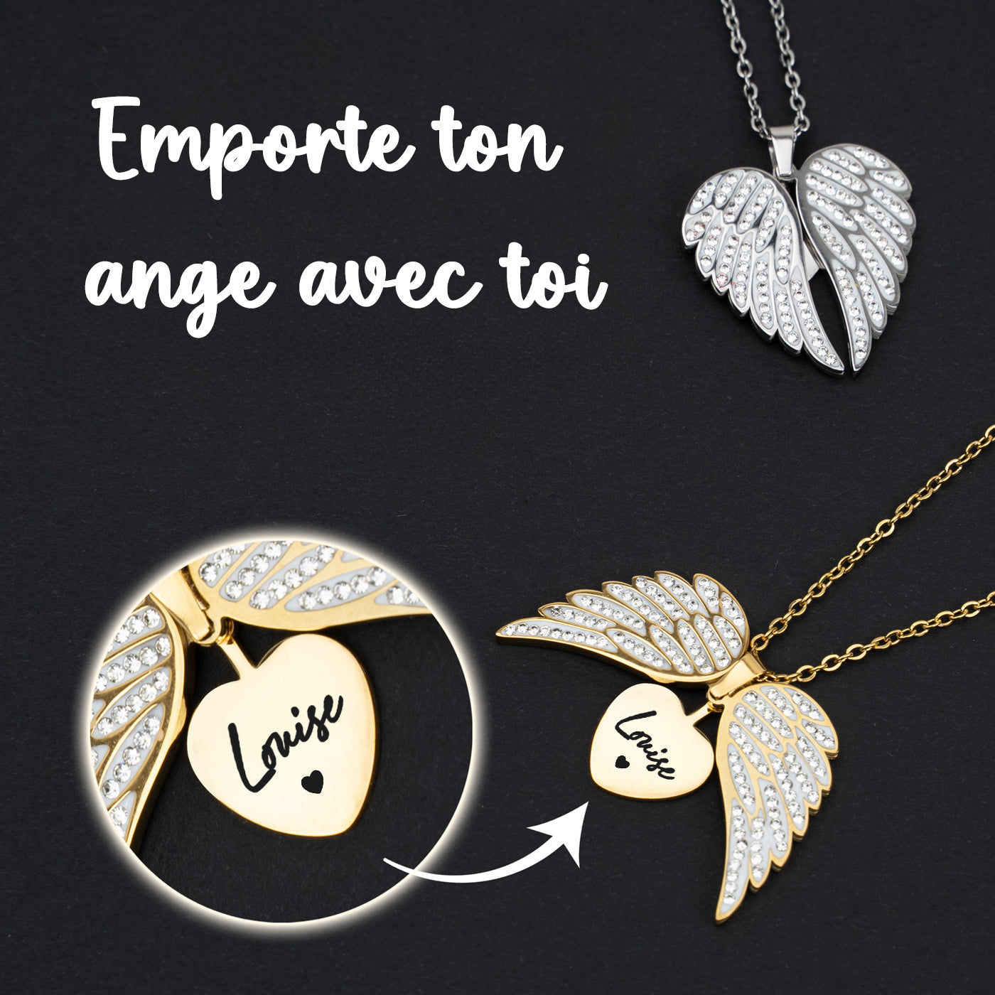 Collier Mon Ange avec Gravure Personnalisée